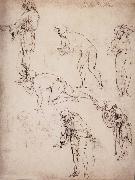 LEONARDO da Vinci, Six studies fur naked or clothed men